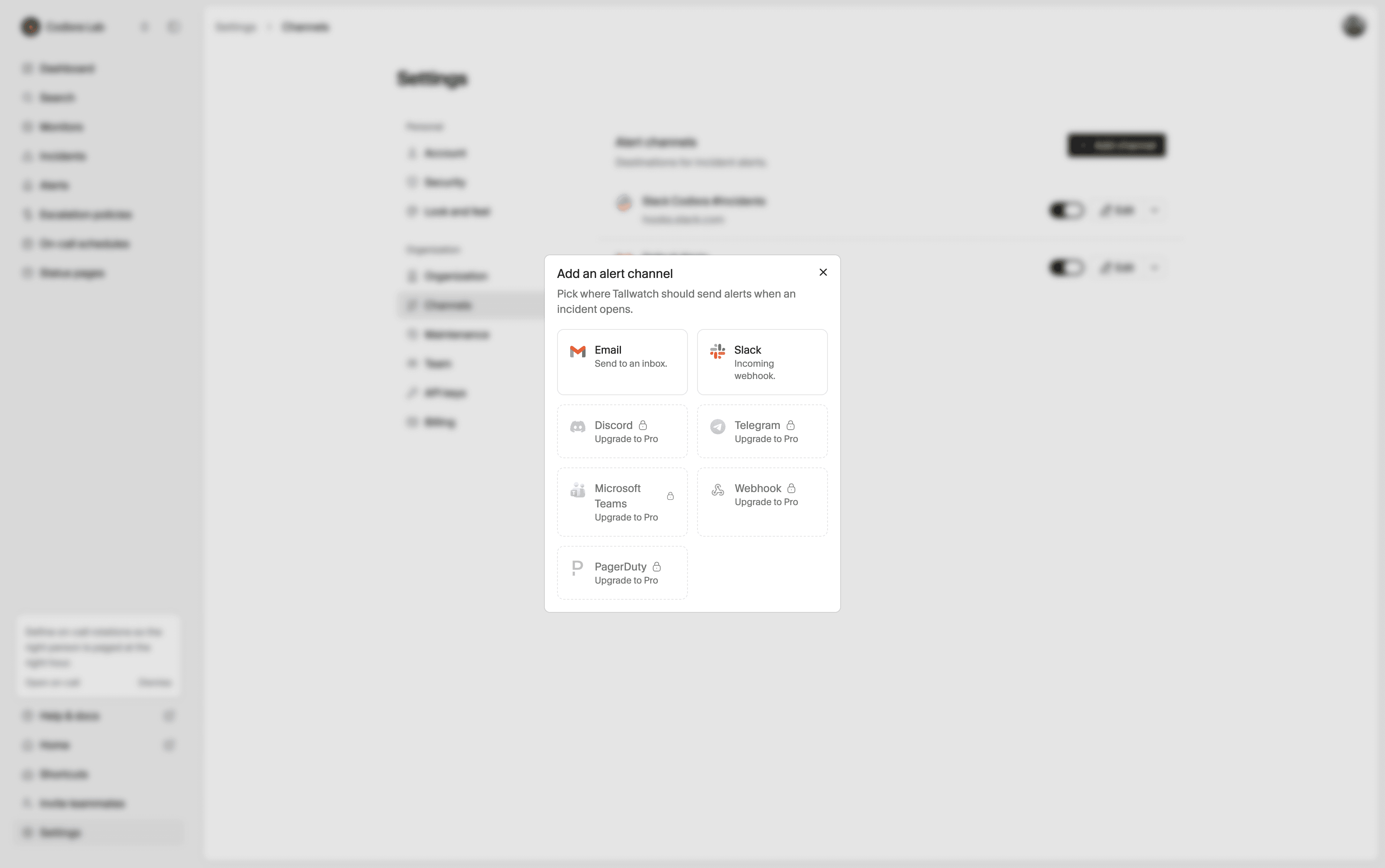 Tallwatch webhook channel with a custom payload template